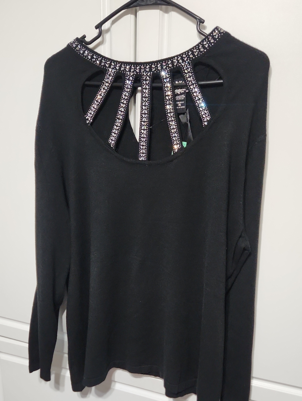 Embellished Back Black Women's Sweater Top